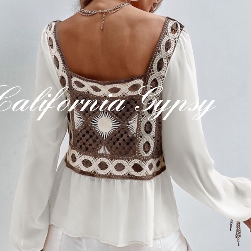 Bohemian Chic Chiffon Knit Blouse - Picture 10 of 11